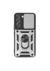 BFS  Samsung Galaxy S24 Kılıf Pars Lens Yüzüklü Silikon - Gümüş