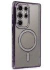BFS  Samsung Galaxy S24 Ultra Kılıf Joke Simli Magneticsafe Kılıf - Derin Mor