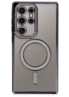 BFS  Samsung Galaxy S24 Ultra Kılıf Joke Simli Magneticsafe Kılıf - Derin Mor
