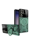 BFS  Samsung Galaxy S24 Ultra Kılıf Joy Lens Standlı Kapak - Koyu Yeşil