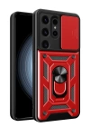 BFS  Samsung Galaxy S24 Ultra Kılıf Pars Lens Yüzüklü Silikon - Kırmızı