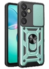 BFS  Samsung Galaxy S25 Plus Kılıf Pars Lens Yüzüklü Silikon - Yeşil