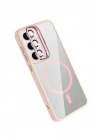 BFS Samsung Galaxy S25 Remim Lensli Magsafe Standlı Kapak - Pembe