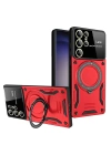 BFS  Samsung Galaxy S25 Ultra Kılıf Joy Lens Standlı Kapak - Kırmızı