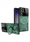 BFS Samsung Galaxy S25 Ultra Kılıf Joy Lens Standlı Kapak - Koyu Yeşil
