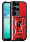 BFS  Samsung Galaxy S25 Ultra Kılıf Pars Lens Yüzüklü Silikon - Kırmızı