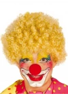 BFS   Sarı Renk Kıvırcık Afro Bonus Peruk Takma Saç ve Kırmızı Burun Seti