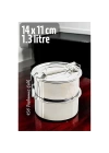 BFS Sefer Tası Yemek Kabı Paslanmaz Çelik 2 Katlı 14 cm 1.3 LİTRE