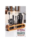 BFS Shaker Kokteyl Set - 10 Parça 750 ML Shaker Coctail Set  Bambu Standlı
