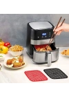 BFS   Siyah Isıya Dayanıklı Yıkanılabilir Silikon Fırın Ve Airfryer Kare Model Pişirme Matı 21,5 Cm