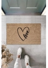 BFS Siyah Kapı Önü Paspası Kalp Love Desen  K-3302