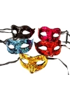 BFS Siyah Renk Lazer Kesim Üzeri Kristal Taşlı Metal Lüks Maske Balo Parti
