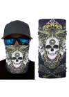 BFS   Siyah Renk Üzeri Likralı Beyaz Kafatası Kuru Kafa Baskılı Baf Buff Bandana 28x45 cm