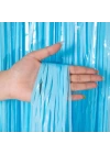 BFS  Soft Mavi Püsküllü Kapı Perdesi - Parti, Baby Shower, Sünnet Süsü 1x2 m