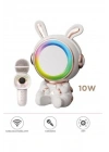 BFS Taşınabilir Rgb Işılı Sevimli Figürlü Mikrofonlu Karaoke Bluetooth Hoparlör Krem