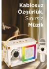 BFS Taşınabilir Rgb Işılı Sevimli Figürlü Mikrofonlu Karaoke Bluetooth Hoparlör Krem