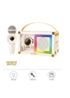 BFS Taşınabilir Rgb Işılı Sevimli Figürlü Mikrofonlu Karaoke Bluetooth Hoparlör Krem