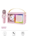 BFS Taşınabilir Rgb Işılı Sevimli Figürlü Mikrofonlu Karaoke Bluetooth Hoparlör Pembe