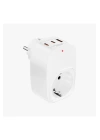 BFS Tekli Yüksek Voltaj Korumalı Duvar Prizi 2x Type-c 1x Usb Çıkışlı Priz Grup Priz Çoğaltıcı Beyaz