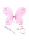 BFS   Toz Pembe Renk Kelebek Kanadı Tacı ve Sopası 50x37 cm