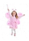 BFS   Toz Pembe Renk Kelebek Kanadı Tacı ve Sopası 50x37 cm