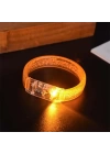 BFS  Turuncu Led Işıklı Baskı Yapılabilen Pilli Bileklik Bilezik 1,5 cm Genişlik