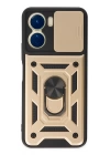BFS  Vivo Y16 Kılıf Pars Lens Yüzüklü Silikon - Gold