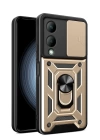 BFS  Vivo Y17S Kılıf Pars Lens Yüzüklü Silikon - Gold