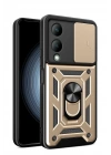 BFS Vivo Y17S Kılıf Pars Lens Yüzüklü Silikon - Gold