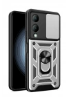 BFS Vivo Y17S Kılıf Pars Lens Yüzüklü Silikon - Gümüş