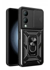 BFS Vivo Y17S Kılıf Pars Lens Yüzüklü Silikon - Siyah