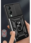 BFS  Vivo Y17S Kılıf Pars Lens Yüzüklü Silikon - Siyah