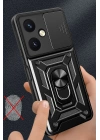 BFS Vivo Y27 Kılıf Pars Lens Yüzüklü Silikon - Siyah