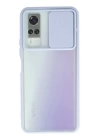 BFS  Vivo Y53S Kılıf Palm Buzlu Kamera Sürgülü Silikon - Lila