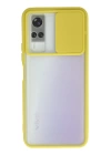 BFS  Vivo Y53S Kılıf Palm Buzlu Kamera Sürgülü Silikon - Sarı