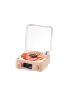 BFS Waves Nostalji Plak Görünümlü Bluetooth Hoparlör 3d Ses Dalgası Retro Müzik Plak Pembe