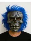 BFS  Wild Skull - Gümüş Kafatası Mavi Saçlı İskelet Maske