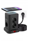 BFS Wp-707 3 Usb-a + 1 Type-c Çıkışlı Kule Tipi Akım Korumalı Çoklu Priz – Tek Tuş Kontrol Masaüstü