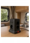 BFS Wp-707 3 Usb-a + 1 Type-c Çıkışlı Kule Tipi Akım Korumalı Çoklu Priz – Tek Tuş Kontrol Masaüstü