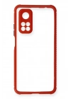 BFS  Xiaomi Mi 10T Pro Kılıf Miami Şeffaf Silikon - Kırmızı