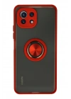 BFS Xiaomi Mİ 11 Lite Kılıf Montreal Yüzüklü Silikon Kapak - Kırmızı