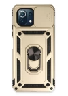 BFS  Xiaomi Mİ 11 Lite Kılıf Pars Lens Yüzüklü Silikon - Gold