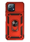 BFS  Xiaomi Mİ 11 Lite Kılıf Pars Lens Yüzüklü Silikon - Kırmızı