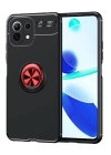 BFS  Xiaomi Mİ 11 Lite Kılıf Range Yüzüklü Silikon - Siyah-Kırmızı