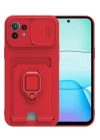 BFS  Xiaomi Mİ 11 Lite Kılıf Zuma Kartvizitli Yüzüklü Silikon - Kırmızı