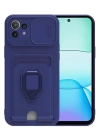 BFS  Xiaomi Mİ 11 Lite Kılıf Zuma Kartvizitli Yüzüklü Silikon - Lacivert