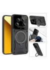 BFS  Xiaomi Mi 14 Ultra Kılıf Joy Lens Standlı Kapak - Kırmızı