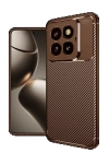 BFS Xiaomi Mi 14T Pro Kılıf Auto Focus Karbon Kapak - Kahverengi