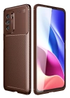 BFS  Xiaomi Poco F3 Kılıf Auto Focus Karbon Kapak - Kahverengi
