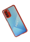 BFS  Xiaomi Poco F3 Kılıf Miami Şeffaf Silikon - Kırmızı